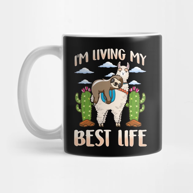 Cute Sloth & Llama Living My Best Life Sleepy Lazy by theperfectpresents